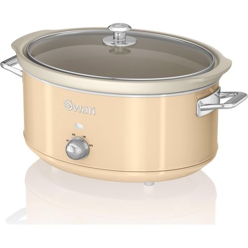 Retro Sf17031Cneu Mijoteuse, Récipient De Cuisson Amovible De 6,5 Litres, Slow Cooker, Céramique Antiadhésive Sans Pfoa Ni Ptfe, 3 Niveaux De Température, Design Vintage, Crème, 32[PLA6120590]