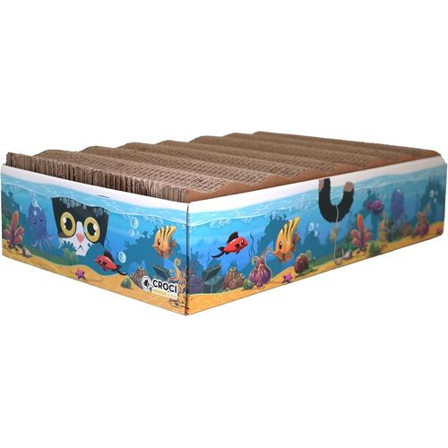 Asas-Acquario-Arbre À Chat 6-En-1 En Carton,Accessoire Chat Adulte,Avec 3 Panneaux Grattables Double Couche Réversibles,Pieds Antidérapants,Sachet D'herbe À Chat Inclus,44x28x10cm