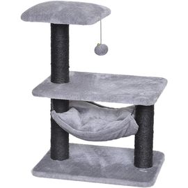 Asas-Arbre À Chat Modèle Tokyo Bridge 47x34,5x62cm,Gris,Avec Hamac Et Balle De Jeu,Peluche Et Sisal De Qualité,En Format Compact,Assouvit L¿Instinct De Grattage De Votre Chat