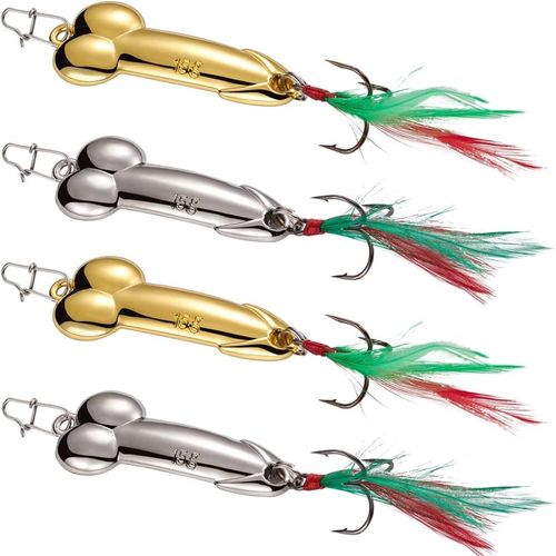 Asas-Lot De 4 Leurres De Pêche En Métal Or Et Argent,Leurres De Pêche Kit,Cuillère Peche En Mer Et Eau Douce,Leurres De Traîne,Cuillère Spinner,Hameçons Pour Pêche,Appât Artificiel
