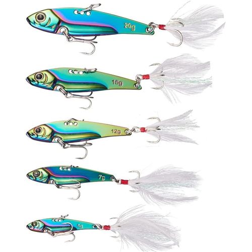 Asas-Lot De 5 Leurres De Pêche En Métal,Leurres De Pêche Kit,Cuillère Peche En Mer Et Eau Douce,Leurres De Traîne,Cuillère Spinner,Hameçons Pour Pêche,Appât Artificiel
