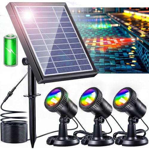Asas-Éclairage Solaire Pour Bassin-Rvb-Projecteur Led-Couleur Sous-Marine-Étanche Ip68-Batterie 2200 Mah-Angle D'éclairage Réglable-Pour Étang,Fontaine,Piscine,Jardin