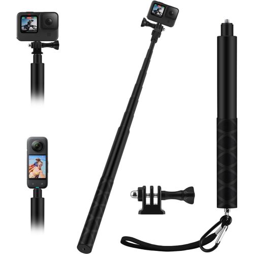asas-Wiseten Perche À Selfie 150Cm Pour Gopro Insta360,Extensible Poignée Vlog Portable Selfie Monopode Accessoires Pour Caméra Gopro Hero 13 12 11 10 9 8 7 6 Black Insta360 X5 X4 Dji Osmo Action 5 Pro