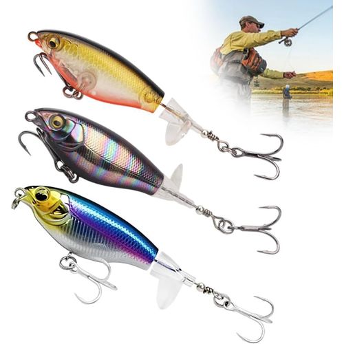 Asas-Leurres Flottants Topwater Leurre De Pêche,Surface Appât Avec Queue Pivotante Flottante,Leurres De Traîne Pour D'eau Douce Et D'eau Salée,Cadeaux De Pêche Pour Hommes