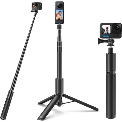 asas-Wiseten Perche À Selfie Trépied Pour Gopro Insta360,120Cm Extensible Poignée Vlog Portable Trépied Monopode Accessoires Pour Gopro Hero 13 12 11 10 9 8 Black Insta360 X5 X4 X3 Dji Osmo Action 5 Pro