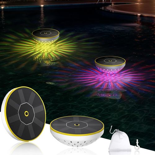 Asas-Éclairage Solaire De Piscine,2 Led Rvb Changeant De Couleur,Éclairage De Bassin Flottant,Ipx8,Étanche,Pour Piscine,Étang,Jardin,Arbre,Décoration Extérieure