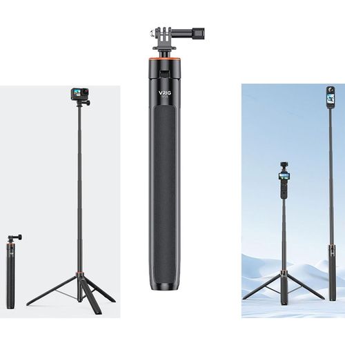 asas-Perche À Selfie Extensible Pour Dji Osmo Pocket 3/Action 4 Longueur Réglable 138cm Tige D'Extension Pour Insta360 One X3 / X2 Support De Base Accessoires