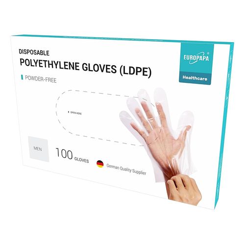 Pack Of 100 Ldpe Disposable Gloves In Box Latex Free Powder Free Gloves Men Size (Men-100)