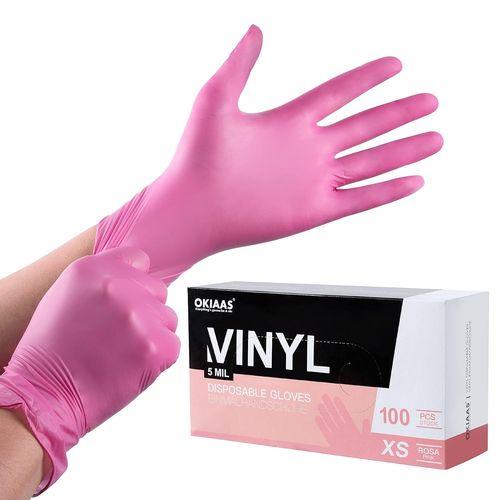 Pink Xs Disposable Gloves|Latex Free Vinyl Gloves For Home,Food Handling,Lab Work & More|Small Size,100pcs/Box 