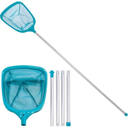 150 Cm Swimming Pool Skimmer Net With Pole,Swimming Pool Leaf Cleaning Net With Fine Mesh Skimmer With 4 Aluminium Poles For Cleaning Garden,Pond Fountain,Spa,Aquarium