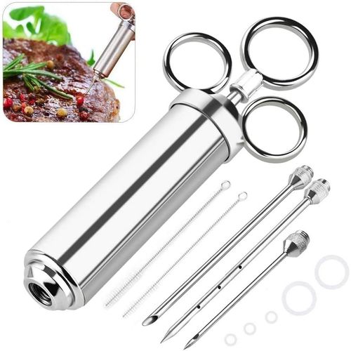 Seringue À Marinade 60ml Poire À Sauce En Acier Inox 304 Injecteur Alimentaire Ustensile Cuisine Avec 3 Aiguilles Pour Mariner Cuire Griller Rôtir Viande Barbecue[Aig6121998]