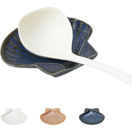 Repose-Cuillère En Céramique Pour Cuisinière En Forme De Coquille, Grand Support De Cuillère De Cuisine Pour Comptoir, Repose-Ustensiles De Cuisine Bleu Pour Café, Bar, Maison,[Aig6124460]