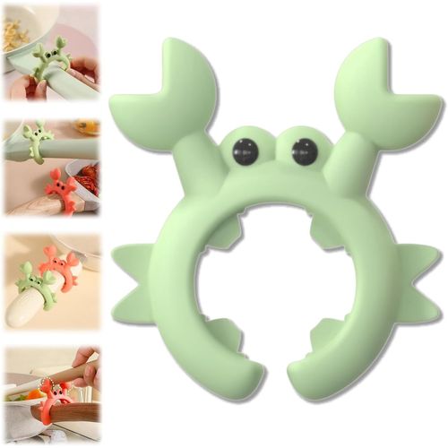 Support De Spatule En Silicone Anti-Brûlure Pour Crabe, Support À Ustensiles En Silicone Réglable, Gadget Facile Pour Cuisine, Repose-Cuillère En Silicone, Vert[Aig6124323]