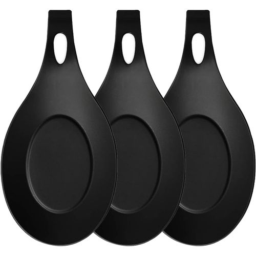 3 Pièces Ensemble De Porte-Couverts En Silicone,Porte-Cuillère En Silicone Réutilisable, Pour La Cuisine Accessoires D'outils De Cuisine À Domicile (Noir)[Aig6124511]