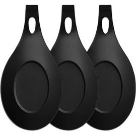 3 Pièces Ensemble De Porte-Couverts En Silicone,Porte-Cuillère En Silicone Réutilisable, Pour La Cuisine Accessoires D'outils De Cuisine À Domicile (Noir)[Aig6124511]