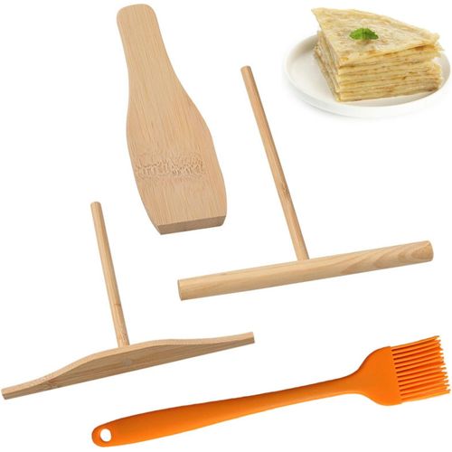 4 Pièces Spatule Bois Raclette, Spatule Raclette Bois, Ustensiles De Cuisine Bois, Étaleur De Pâte, Outil À Crêpes, Distributeur En Bois, Distributeur De Crêpes Et Spatule[Aig6122716]