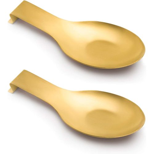Lot De 2 Repose-Cuillère En Acier Inoxydable Doré Pour Comptoir De Cuisine, Support Pour Louche Pour Dessus De Cuisinière, Résistant À La Rouille, Repose-Spatule, Passe Au Lave-Vai[Aig6122386]