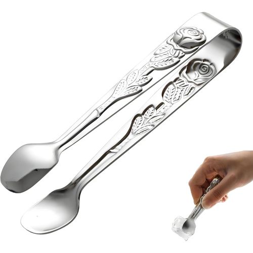 Pince À Sucre, En Forme De U, En Acier Inoxydable, Mini Pince De Service De 10 Cm, Pince À Sucre Rose Pour Thé, Café, Apéritifs, Desserts, Ustensiles De Cuisine (Argenté)[Aig6123612]