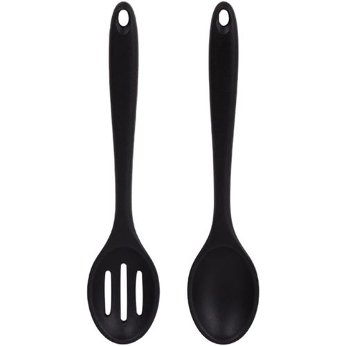 2 Pièces Basic Cuillère De Service, Cuillère À Riz Antiadhésive, Ustensile De Cuisine, Pour Le Riz, La Purée De Pommes De Terre, Remuer, Gratter, Passe Au Lave-Vaisselle, Noir, 20.[Aig6123433]