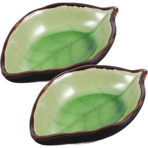Lot De 2 Repose-Cuillères En Céramique En Forme De Feuille - Vert Clair - Pour Station Moderne De Ferme, Cuisine, Décoration De Cuillère Et Repose-Cuillère À Café[Aig6124404]