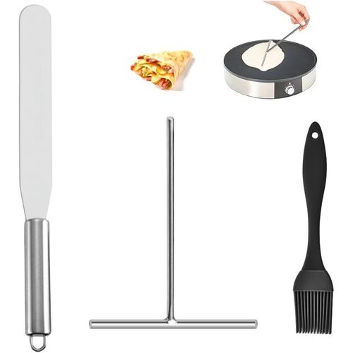 Lot De 3 Spatule Crepe En Acier Inoxydable,Etaleur De Pate A Crepe,Repartiteur Crepe,Accessoires Crepiere,Ustensile Crepiere,Épandeur De Crêpes,Râteau À Crêpes Forme De T,Retourneu[Aig6123467]
