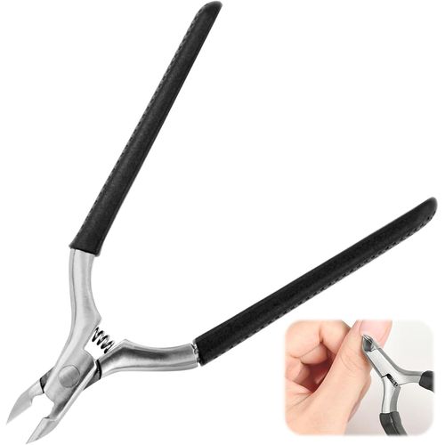 Professional Stainless Steel Cuticle Nippers With Sharp Blade,Non-Slip Silicone Handle For Manicure Pedicure Precision Nail Care Tool