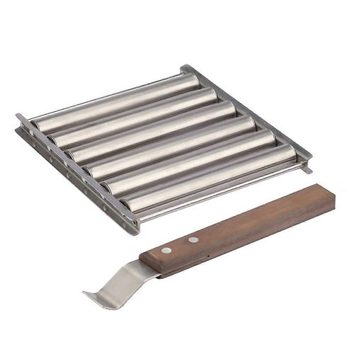 Dog Roller Acier inoxydable Sausage Roller Rack avec poignée en bois extra long, Barbecue Hot Dog Griller - Snngv