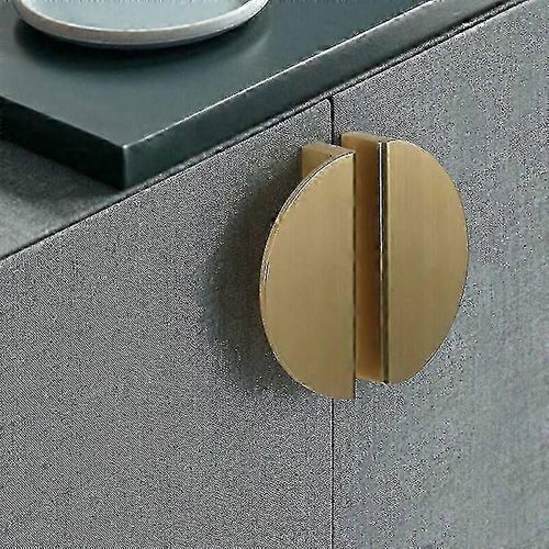 2 Pack demi-rond en forme de lune Poignées de tiroir en laiton d'or Tire pour la cuisine Chambre Armoire Porte Meubles Tiroir en aluminium Poignées