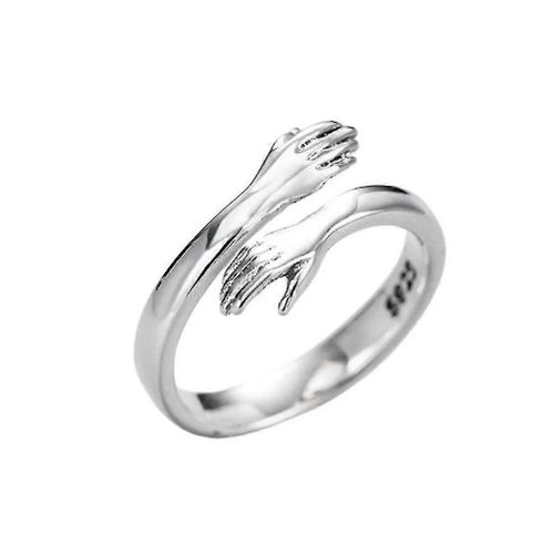 Bague De Câlin En Argent Sterling, Bague De Câlin, Bague De Câlin De Couple Réglable, Bague D'étreinte D'amour Romantique Mains Ouvertes