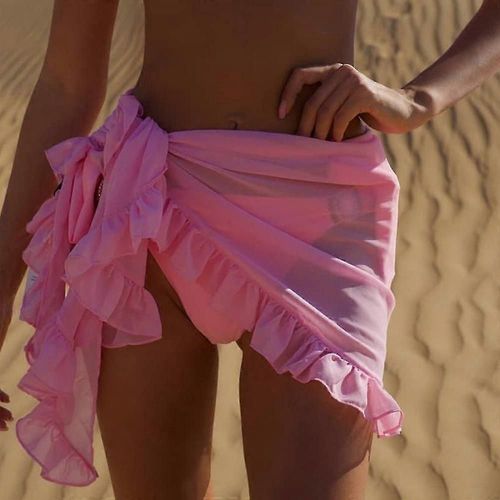 Femmes Ruffles Sarong Coverups Maillot De Bain Sheer Wrap Maillot De Bain Jupe Beach Bikini Cover Up Maillot De Bain