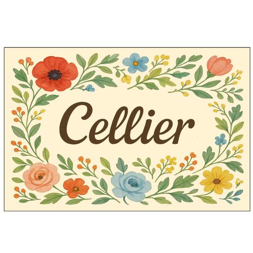 Plaque de Porte Cellier Fleurie en Métal
