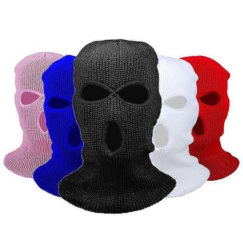3hole Tricoté Complet Couverture Faciale Masque De Ski Hiver Cagoule Chaude Tricot Masque Complet