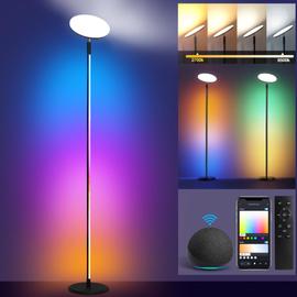 Lampadaire sur Pied Salon, RGBWW Lampadaire LED Compatible avec  Alexa/Google Home/WiFi APP et Télécommande 12W D'angle Lampe 2700k-6500k  Gradation en Continu avec Abat-jour en Lin