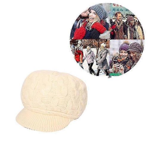 Femmes Tricoté Chapeau Tricot Visière Bonnets Chapeaux Béret Casquette De Ski Chaud Pour L'hiver