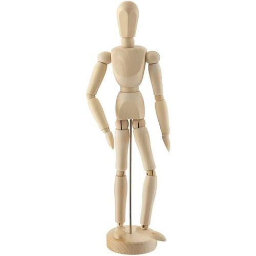 Mannequin en bois hauteur 30 cm - Modèle de dessin flexible pour artistes, homme articulé pour présenter des positions artistiques et des proportions humaines