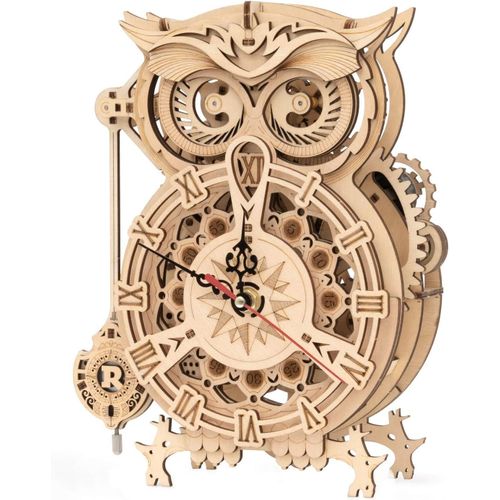 Horloge Hibou En Bois - Puzzle 3d En Bois - Construction En Bois Pour Adultes