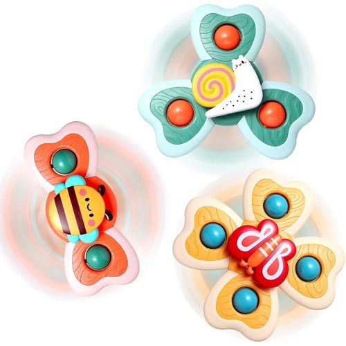 Lot De 3 Jouets À Ventouse Pour Bébés, Jouets Rotatifs À Ventouse Pour Bébés De 1 À 3 Ans, Jouets Pour Chaise Haute Avec Ventouses, Cadeaux D'anniversaire Pour Bébés Garçons Et Filles