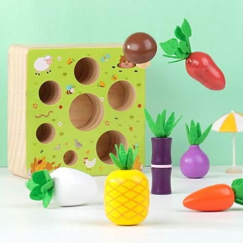 Jeu de récolte de ferme en bois Montessori, jouet d'apprentissage précoce pour
