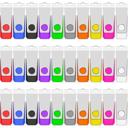 ChenQuanSarl-Lot De 50 Clés Usb 2.0 De 2 Go, Stockage Usb Avec Porte-Clés Et Autocollant Pour Ordinateurs, Voitures Et Télév urs
