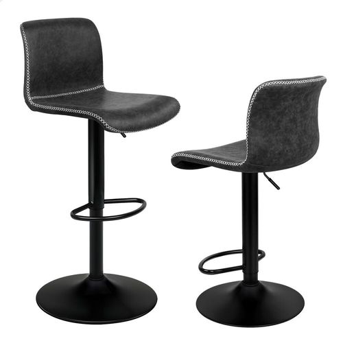Alfordson Tabouret De Bar Réglable Avec Pivot À 360° Et Vérin À Gaz - Siège En Cuir Pu Boutonné, Base Solide, Design Odette Pour Comptoir De Cuisine Ou Îlot, Blanc