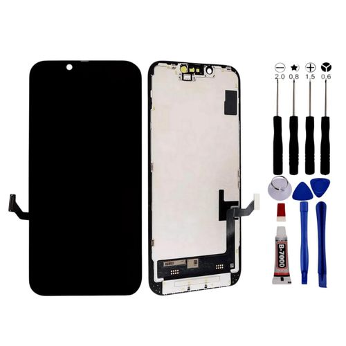 Ecran Complet Iphone 14 Lcd Vitre Tactile Compatible Châssis Kit Outils - Lcd / Noir / Avec Kit Outils