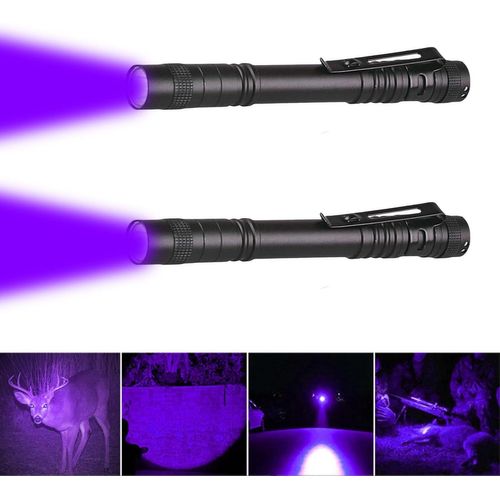 CLOUDDS_Lampe De Poche Rouge Mini Lampe De Poche Led Rouge Avec Pince À Stylo Lampe De Poche Étanche Lampe De Poche Rouge 13Cm Pour L'Observation Des Étoiles,Vision Nocturne(2 Pack-Uv)
