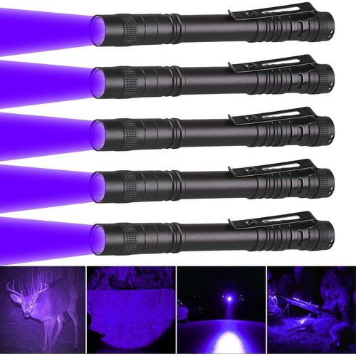 CLOUDDS_Lampe De Poche Rouge Mini Lampe De Poche Led Rouge Avec Pince À Stylo Lampe De Poche Étanche Lampe De Poche Rouge 13Cm Pour L'Observation Des Étoiles,Vision Nocturne(5 Pack-Uv)