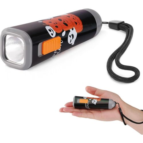 CLOUDDS_Lampe De Poche Pour Enfants,Petite Lampe Led 1W Avec 3 Piles Aaa,Mini Lampe Torche,Jouet Cadeau Pour Enfants,Noir
