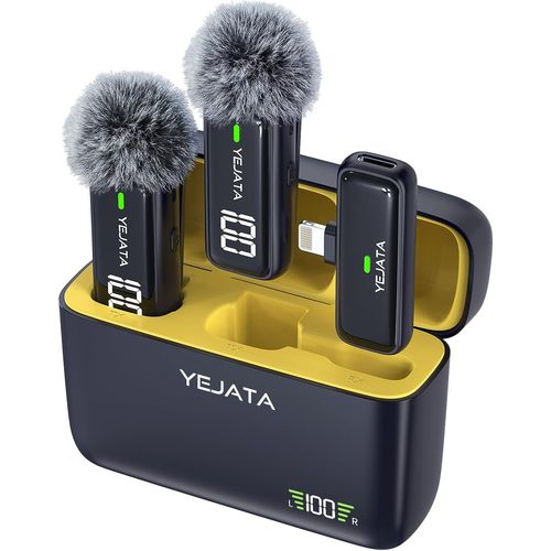 Cloudds_Micro Cravate Sans Fil Pour Iphone Ipad Avec Émetteur,Affichage Numérique Et Étui De Chargement 40 Heures,Microphone Cravate Sans Fil À Clipser Pour Enregistrement Vidéo-Lot De 2