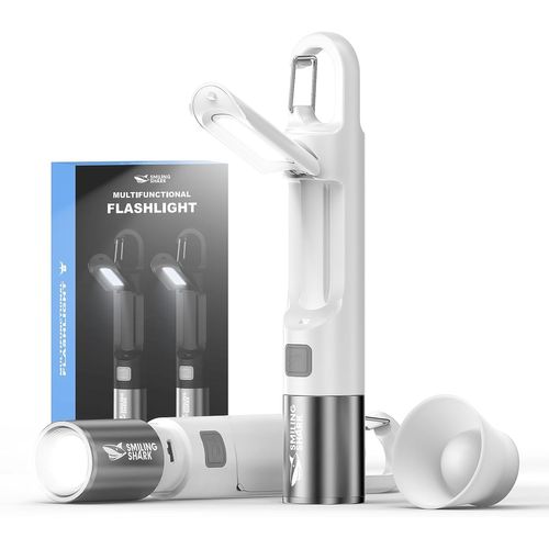 CLOUDDS_Lampe De Poche,G2 2 Pièces Lampe Torche Led Ultra Puissante Rechargeable Avec Feux Latéraux Cob & 3 Modes Et Diffuseur Zoomable Lampe Torche Camping Pile Pour Randonnée/Urgence,Blanc