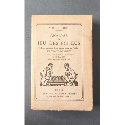 Livre Analyse Du Jeu Des Échecs Ad Philidor Livre Ancien
