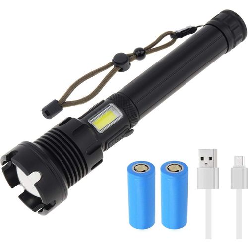 CLOUDDS_Lampe Torche Tactique Ultra Puissante 7 Modes Rechargeable Usb Zoomable Led Avec Micro Charge Et Batterie 26650 Pour La Chasse Et Le Camping(10)