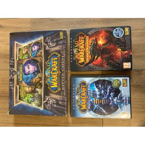 Lot Jeux Pc Cdrom Wow Collection Pack Jeu De Base + 3 Extensions Burning Crusage, Wrath Of The Lich King, Cataclysm, World Of Warcraft