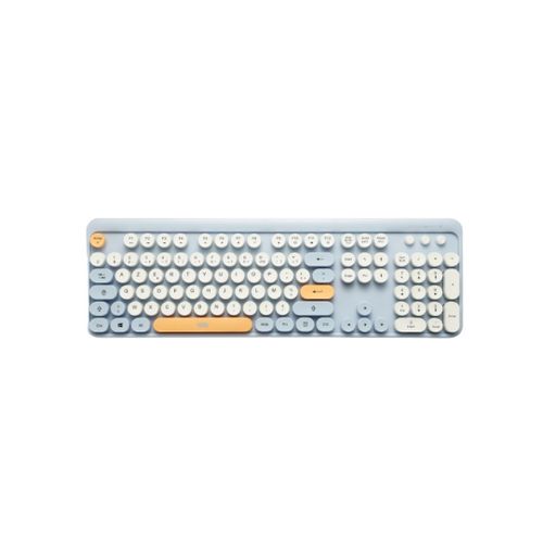 WE POP - Ensemble clavier et souris - retro design - 100% - full size - sans fil - 2.4 GHz - bleu